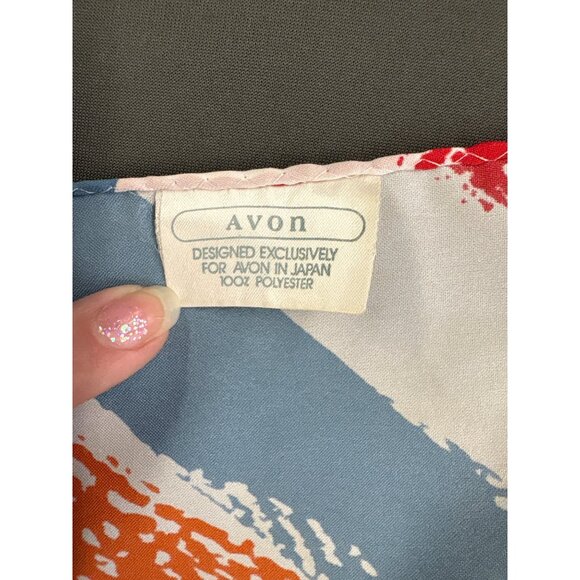 Vintage Avon Abstract Print Scarf 100% Polyester Made In Japan 53.25" Long Headw - Picture 3 of 4
